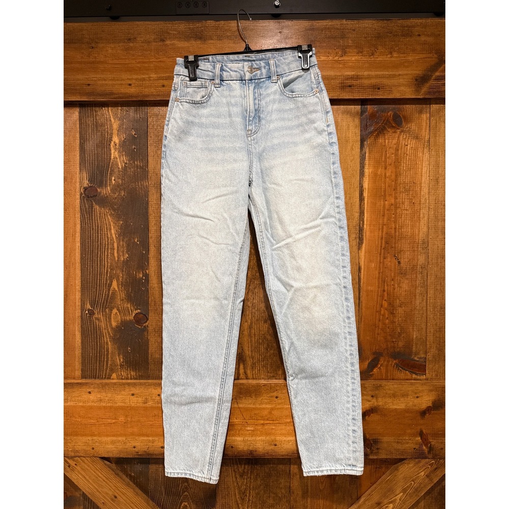 American Eagle Strigid Mom Jeans Light‎ Wash High Rise Denim Womens Size 0 Reg